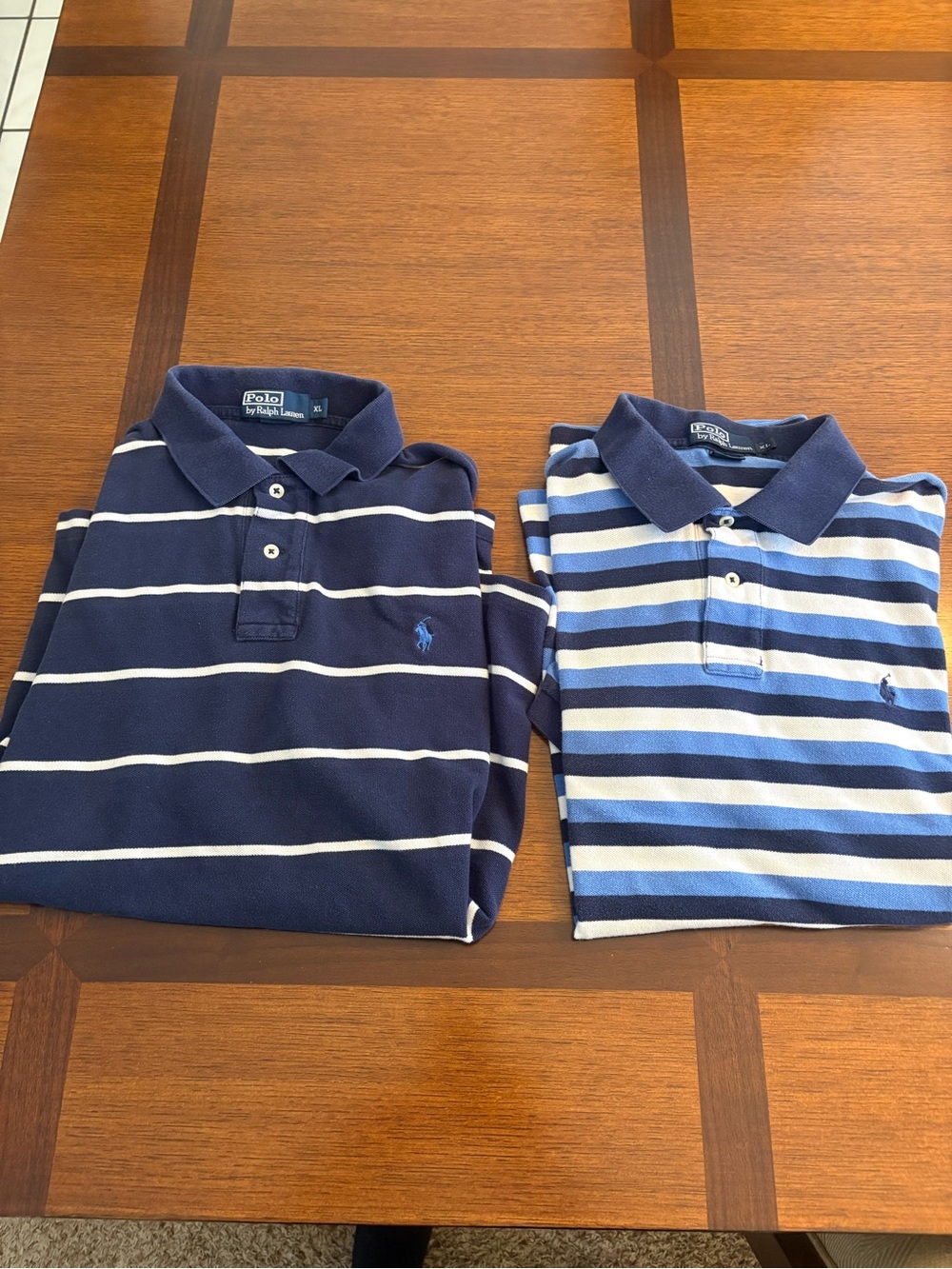 Polo by Ralph Lauren Navy and Light Blue Striped Polo Shirts